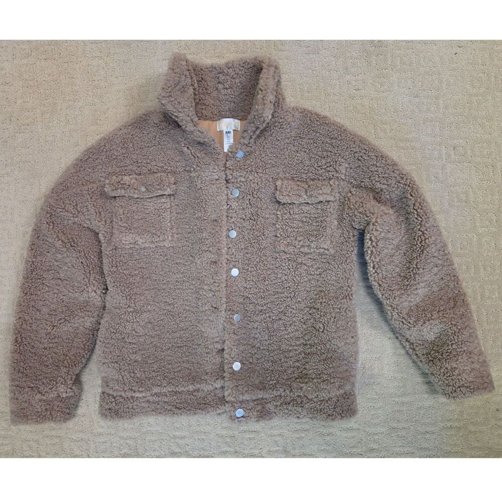 Beach Riot Teddy Sherpa Jacket Women Size Medium Tan Taupe